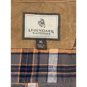 Legendary Whitetails XL 100% Cotton Flannel Gray/Orange/Black Plaid Flip Cuff